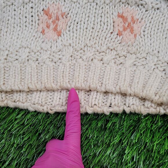 Vintage 90s Knitwear Sweater Womens Small 19x23 Ivory - Picture 9 of 15